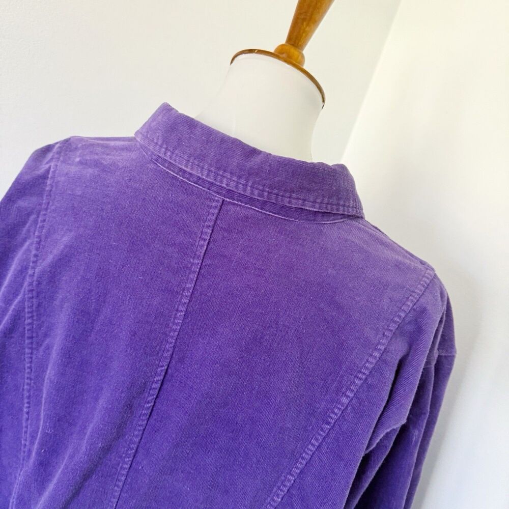Women's Vtg Y2K Purple Cord Corduroy Shacket Shirt Jacket 3X Cotton Stretch - Picture 14 of 16